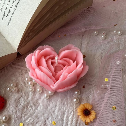 Blush Rose Heart Candle
