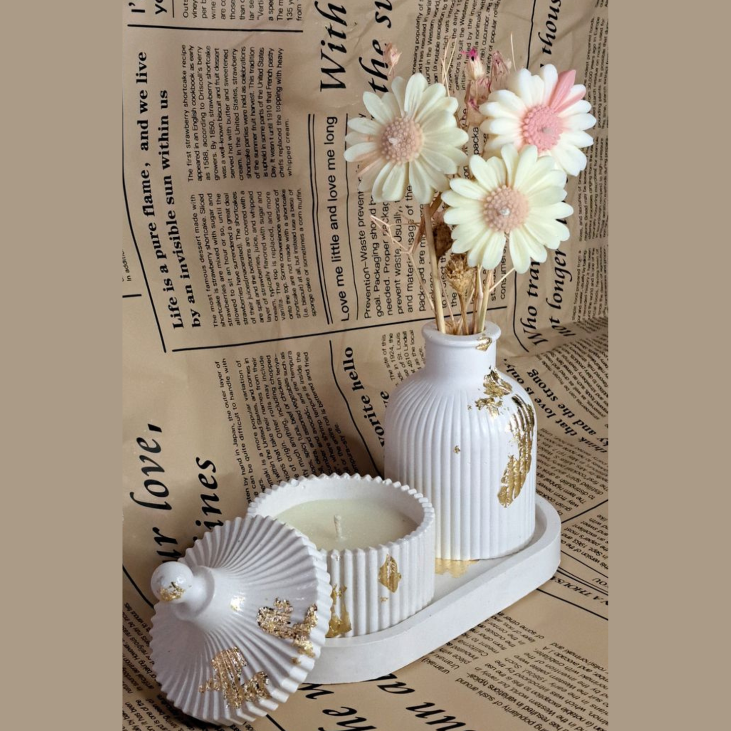 Ceramic Vase & Scented Candle