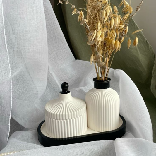 Minimal Black & White Ceramic Decor Set